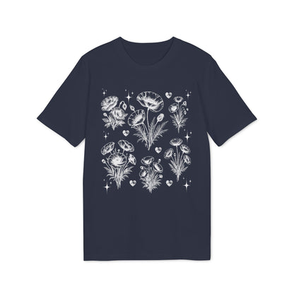 Nachhaltiges Mohnblumen Line Art T-Shirt