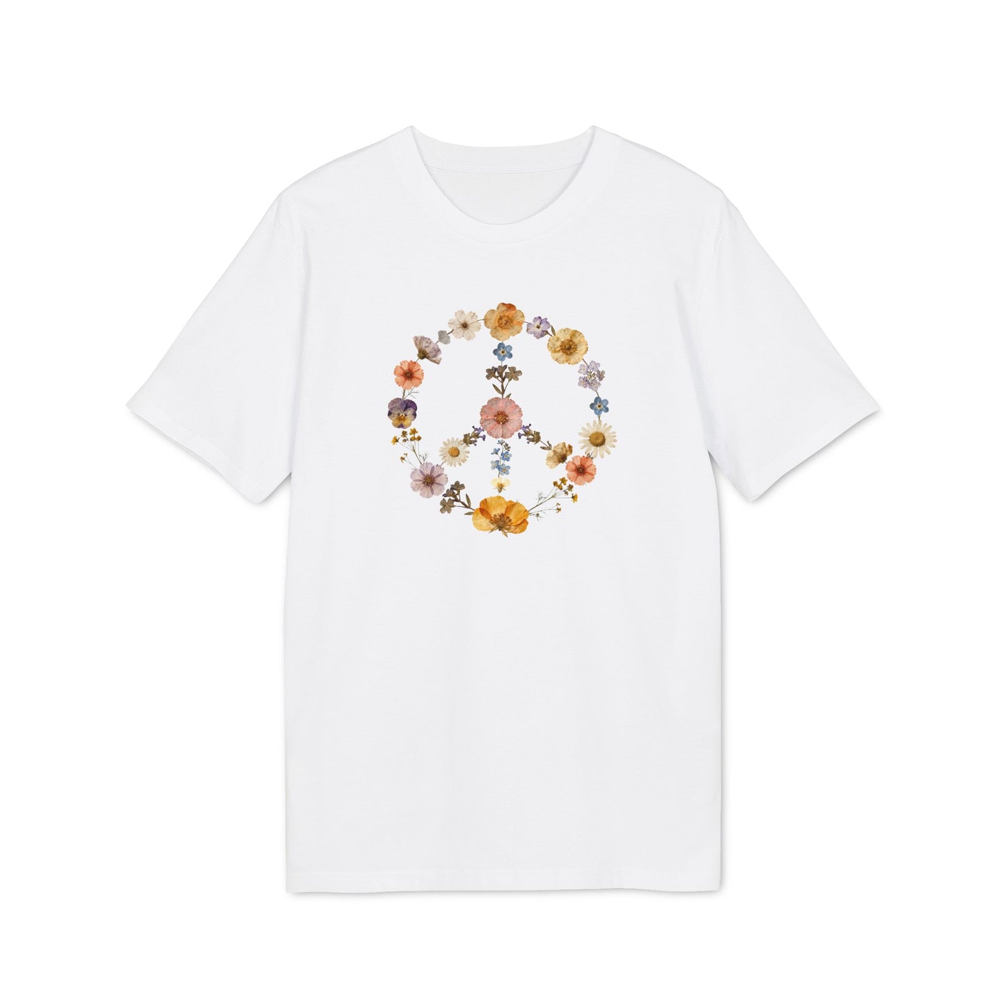 Friedenszeichen Blumen Shirt Damen Bio-Baumwolle