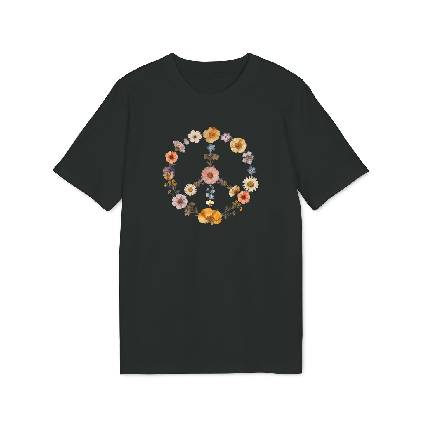 Friedenszeichen Blumen Shirt Damen Bio-Baumwolle