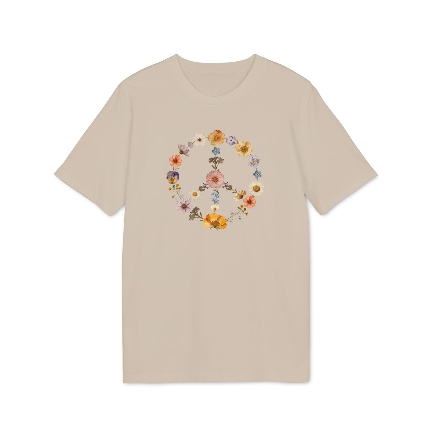 Friedenszeichen Blumen Shirt Damen Bio-Baumwolle