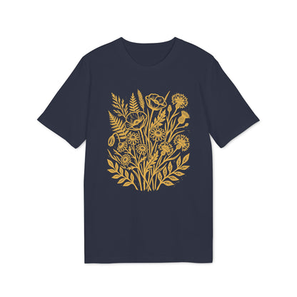Retro Wildblumen Shirt mit honiggelbem Motiv aus Bio Baumwolle