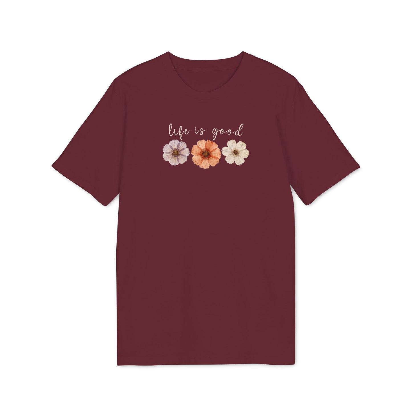 "Life is Good" Blumen T-Shirt aus Bio-Baumwolle