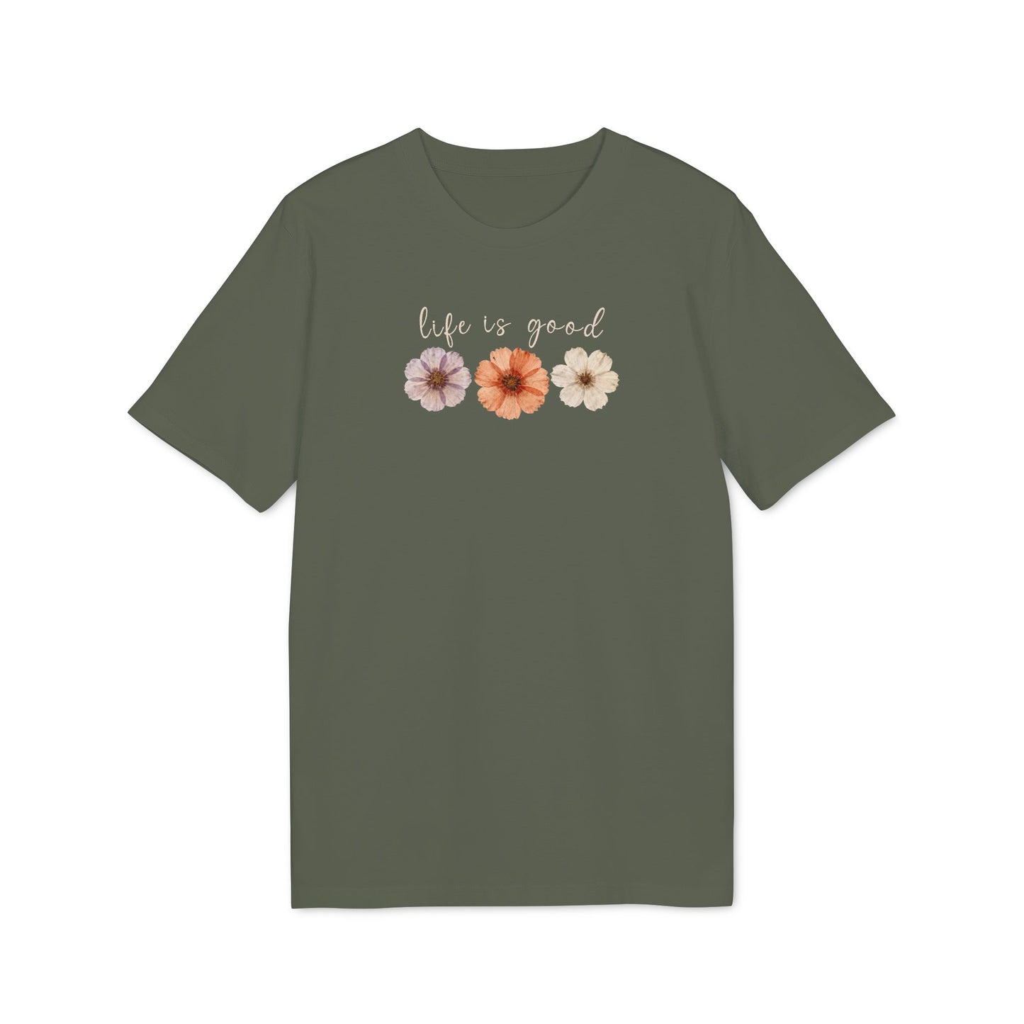 "Life is Good" Blumen T-Shirt aus Bio-Baumwolle