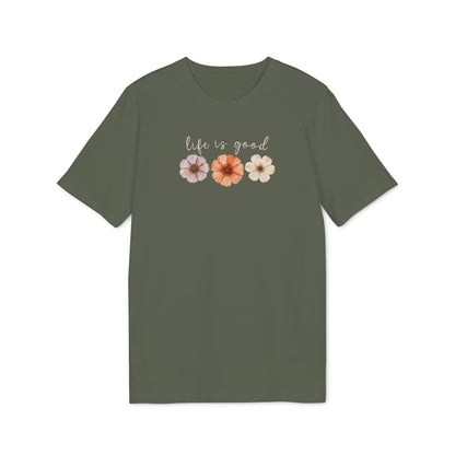 "Life is Good" Blumen T-Shirt aus Bio-Baumwolle