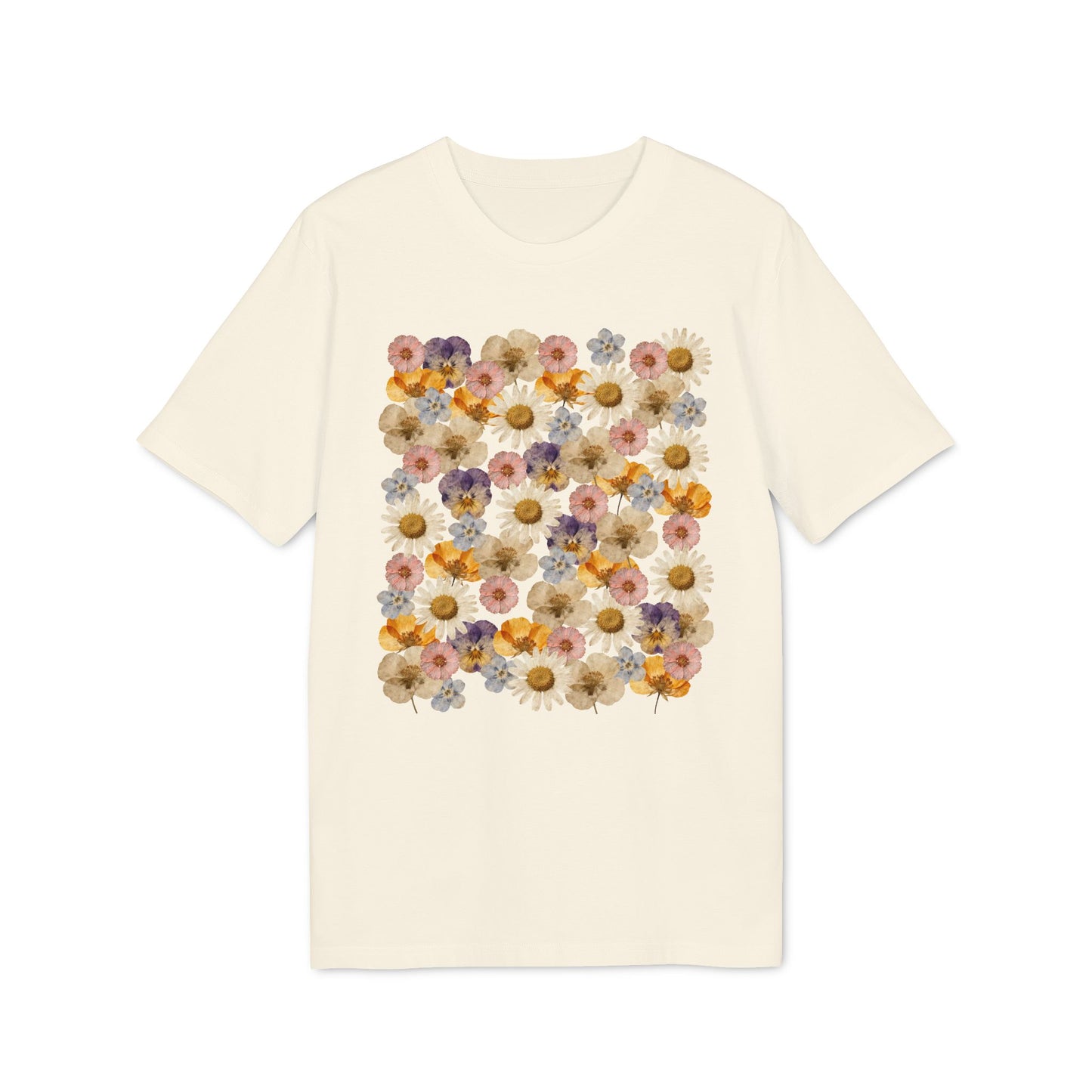 Nachhaltiges T-Shirt Damen mit gepresstem Wildblumen-Motiv