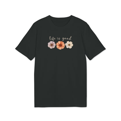 "Life is Good" Blumen T-Shirt aus Bio-Baumwolle