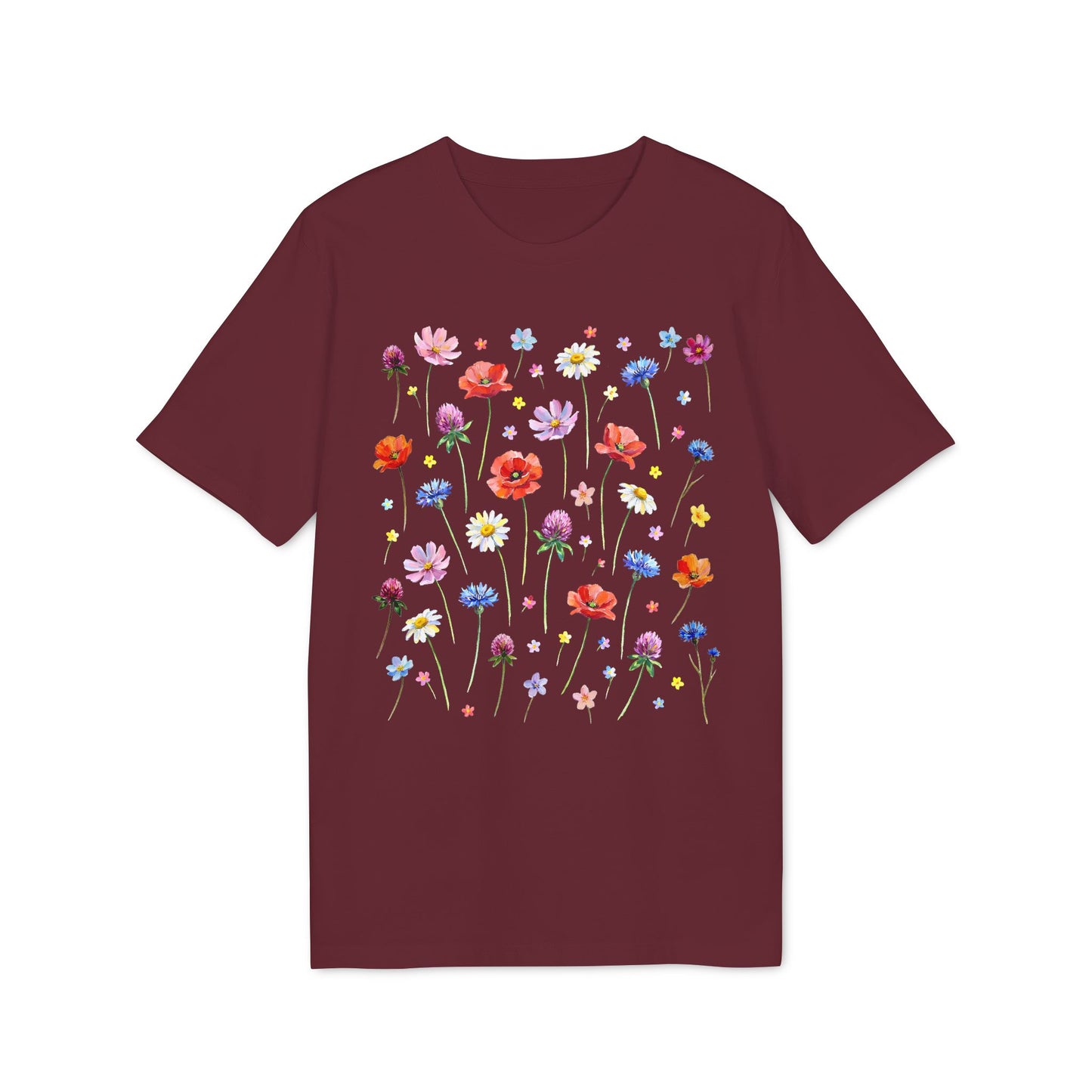 Wildblumen Aquarell T-Shirt Damen Bio Baumwolle