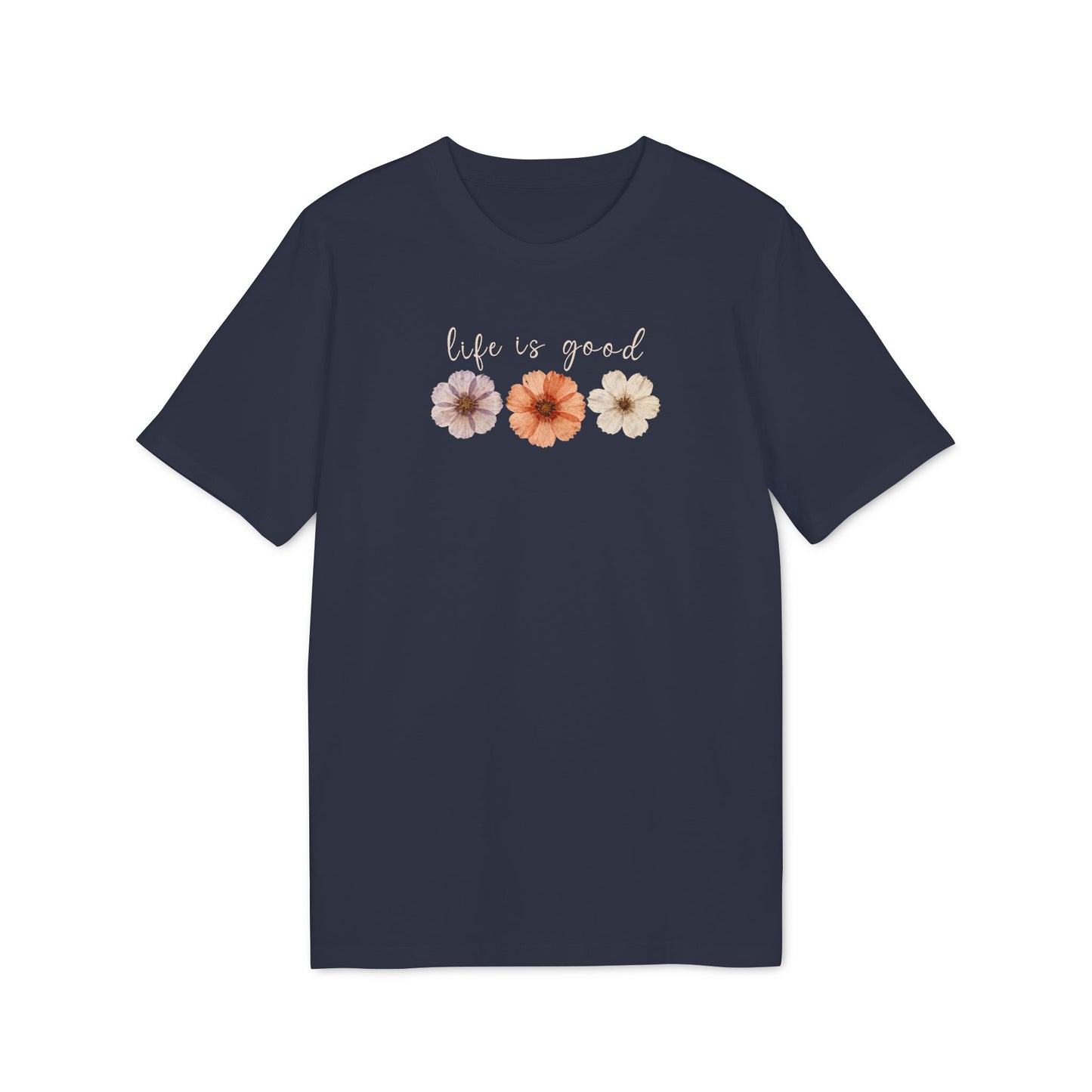 "Life is Good" Blumen T-Shirt aus Bio-Baumwolle