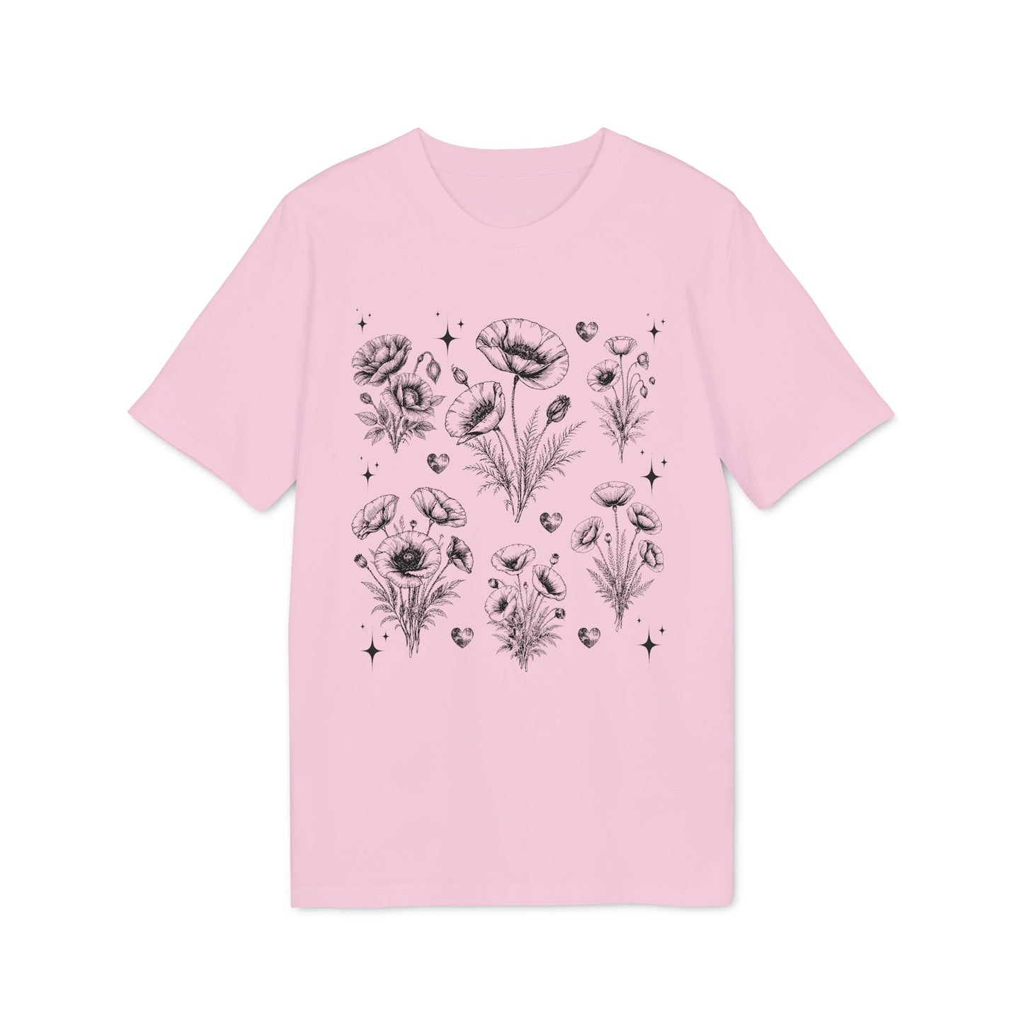 Nachhaltiges Mohnblumen Line Art T-Shirt