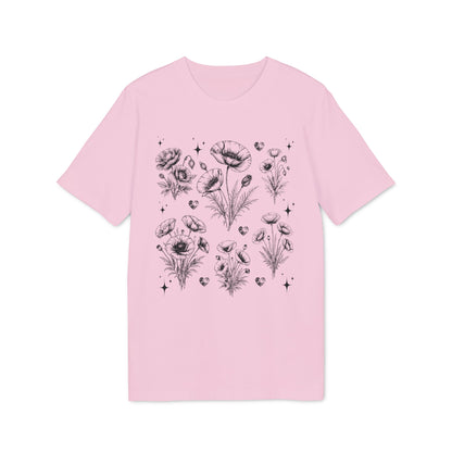 Nachhaltiges Mohnblumen Line Art T-Shirt
