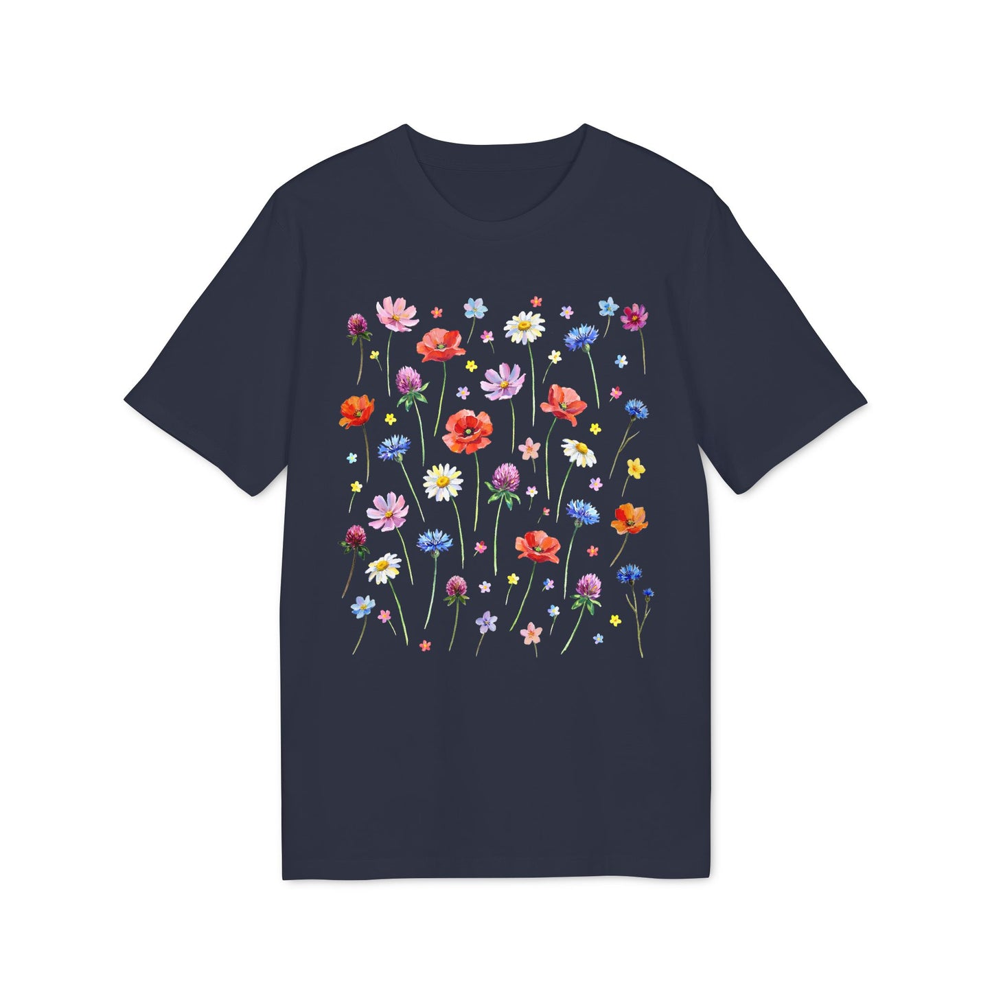 Wildblumen Aquarell T-Shirt Damen Bio Baumwolle
