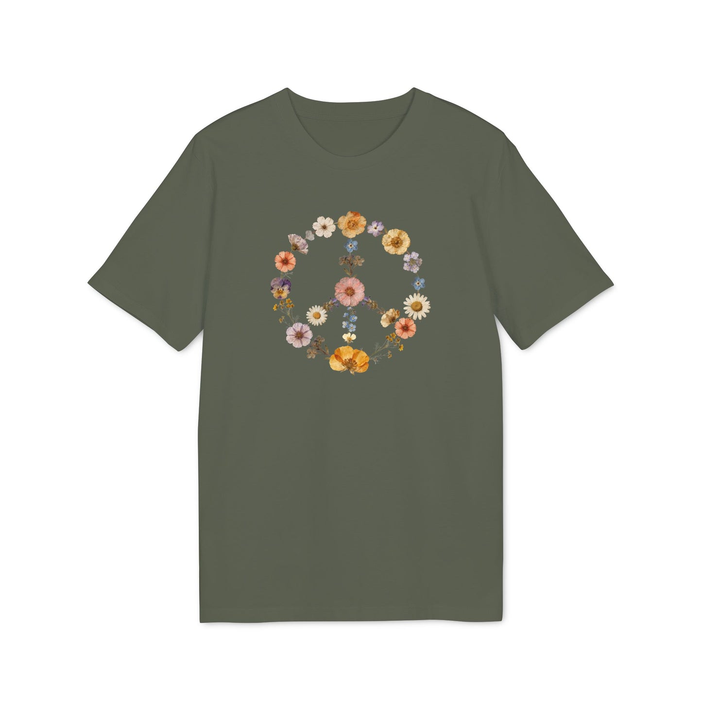 Friedenszeichen Blumen Shirt Damen Bio-Baumwolle