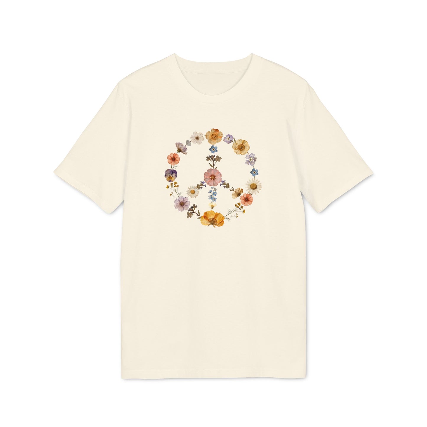Friedenszeichen Blumen Shirt Damen Bio-Baumwolle