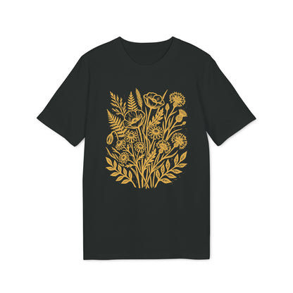 Retro Wildblumen Shirt mit honiggelbem Motiv aus Bio Baumwolle