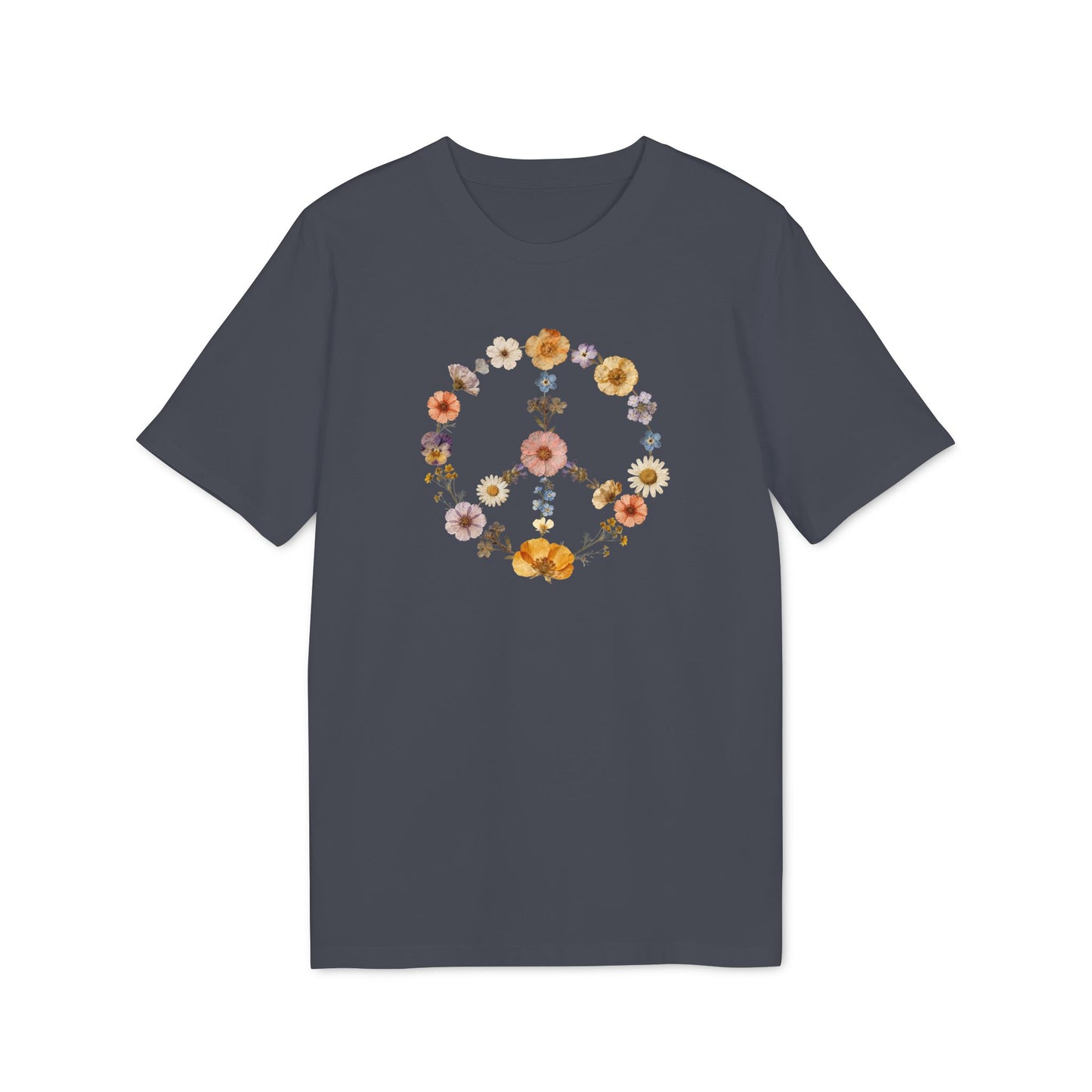 Friedenszeichen Blumen Shirt Damen Bio-Baumwolle