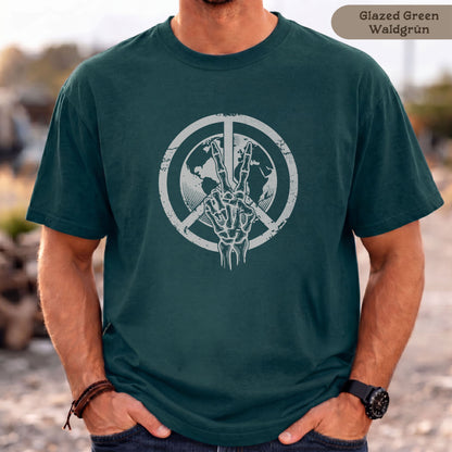 Skeletthand-Friedens-Shirt Herren Bio-Baumwolle