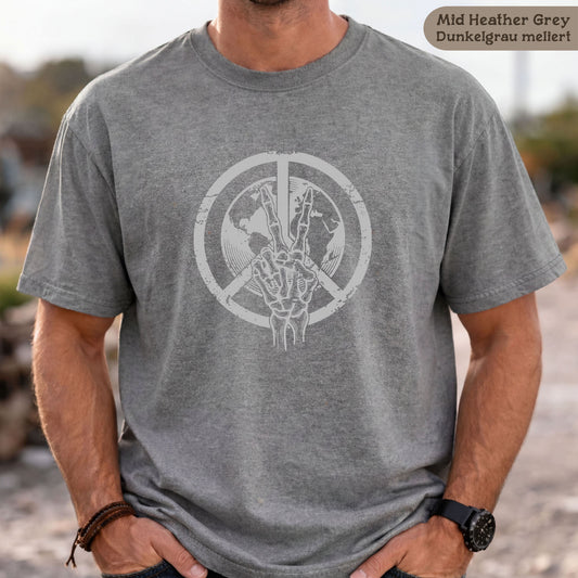 Skeletthand-Friedens-Shirt Herren Bio-Baumwolle