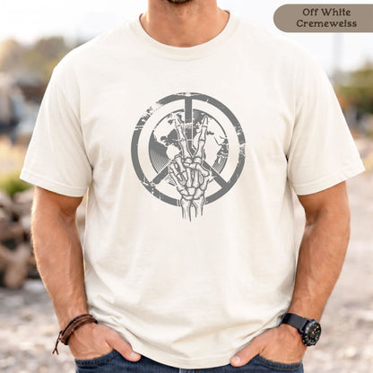 Skeletthand-Friedens-Shirt Herren Bio-Baumwolle