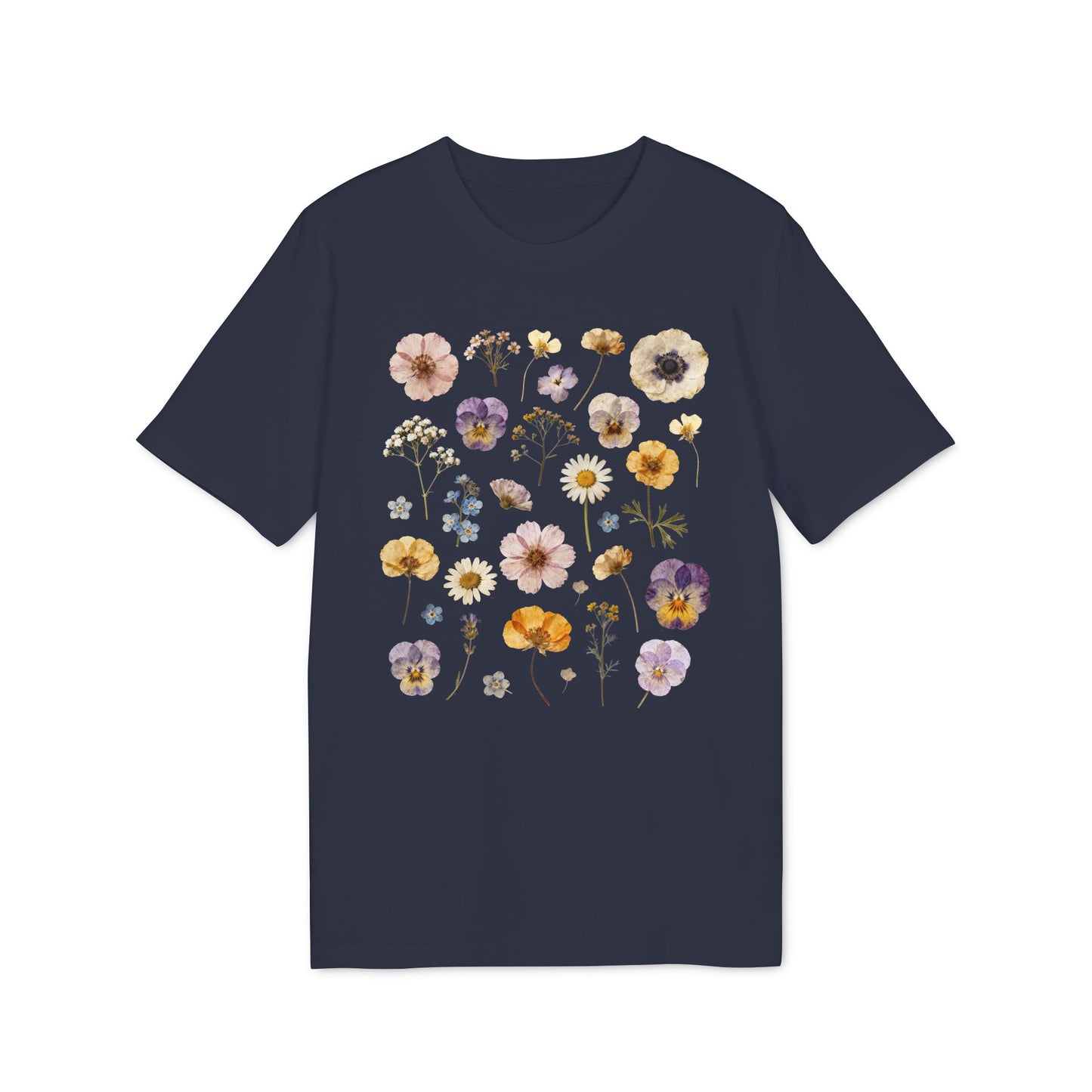Nachhaltiges T-Shirt mit gespresstem Blumen Motiv