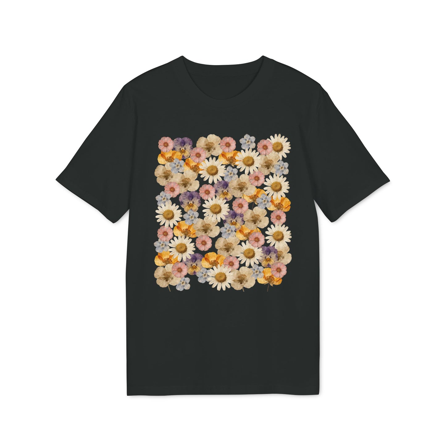Nachhaltiges T-Shirt Damen mit gepresstem Wildblumen-Motiv