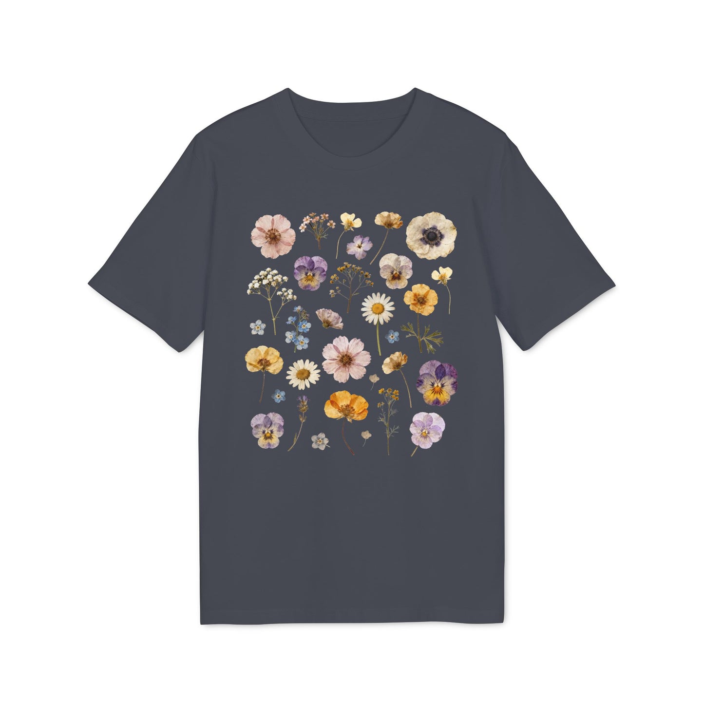 Nachhaltiges T-Shirt mit gespresstem Blumen Motiv
