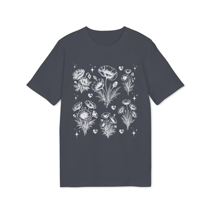 Nachhaltiges Mohnblumen Line Art T-Shirt