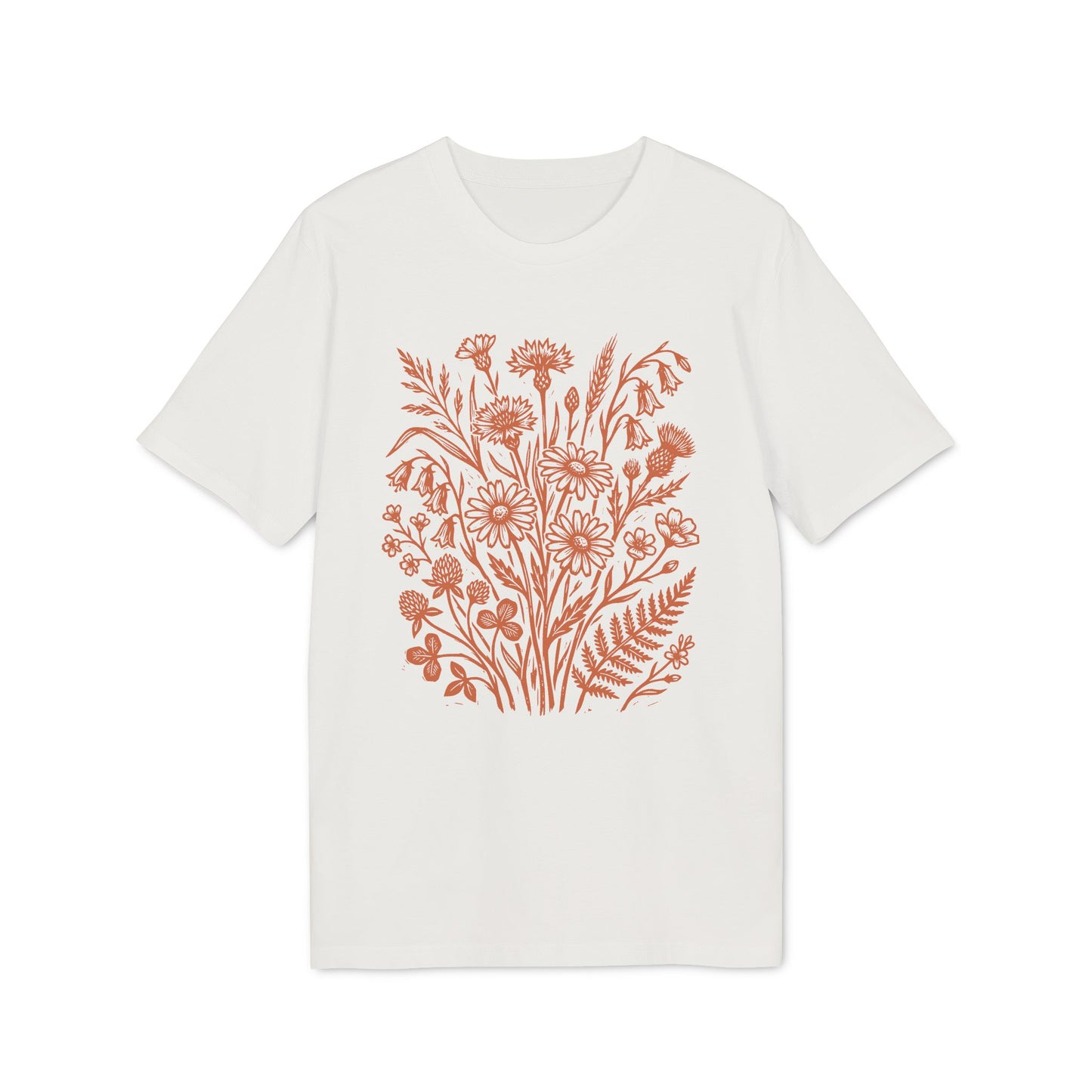Terracotta Wildblumen T-Shirt Damen Bio Baumwolle