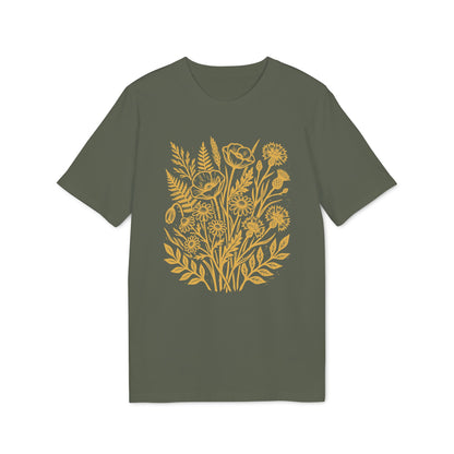 Retro Wildblumen Shirt mit honiggelbem Motiv aus Bio Baumwolle