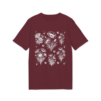 Nachhaltiges Mohnblumen Line Art T-Shirt