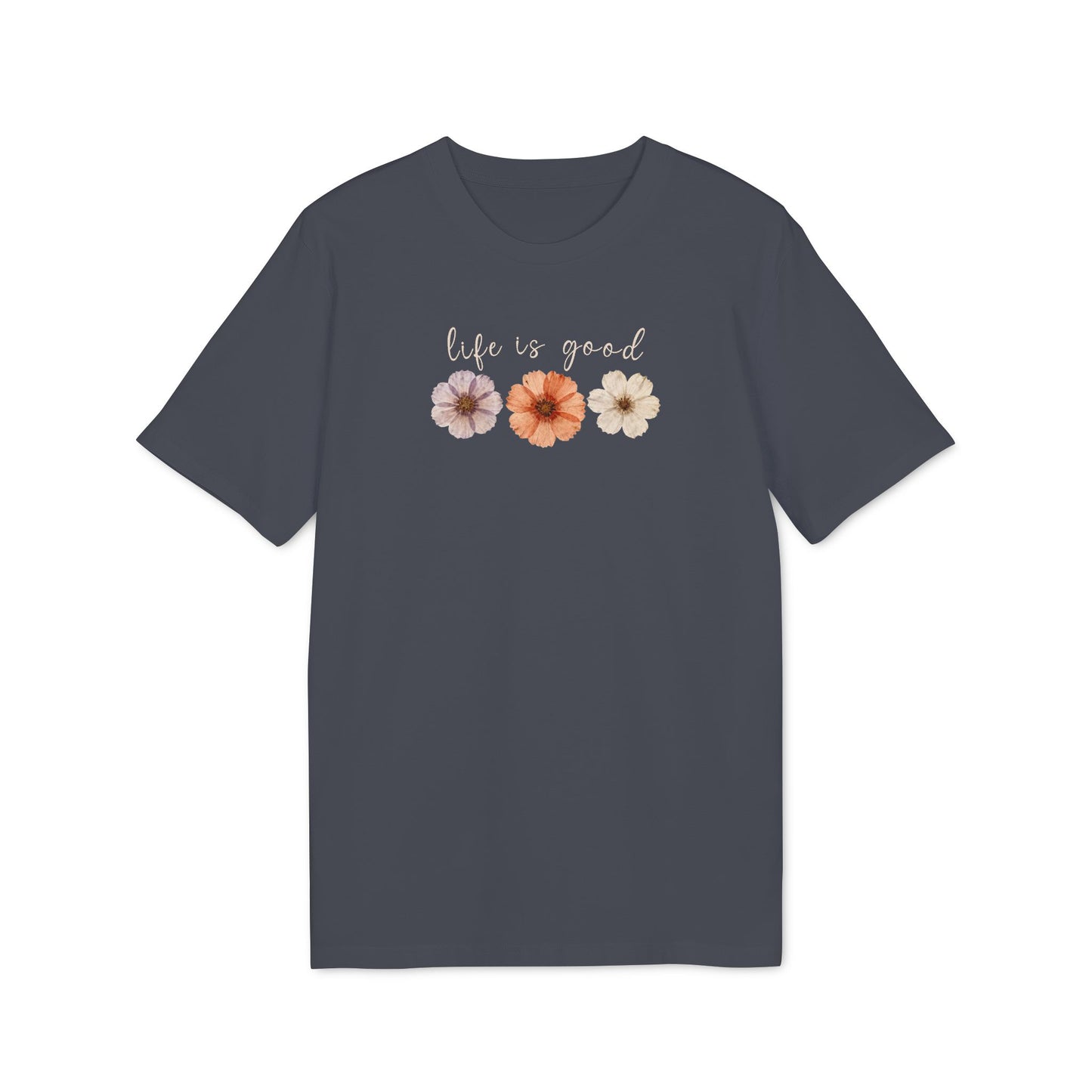 "Life is Good" Blumen T-Shirt aus Bio-Baumwolle
