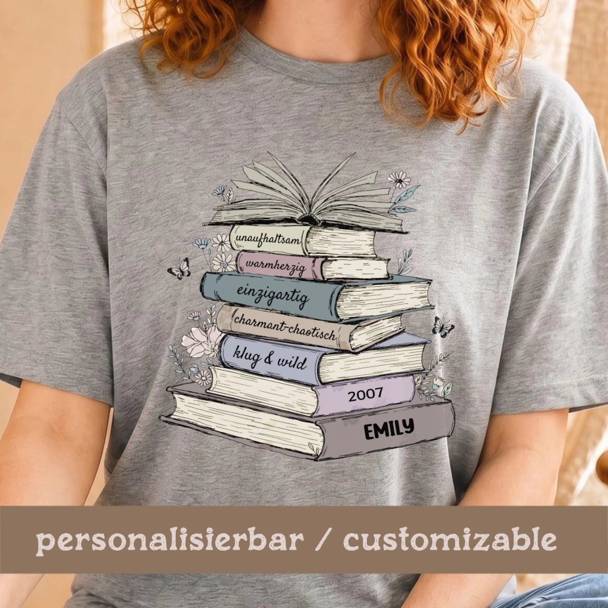 STTU169_WEITER_HeatherGrey_Personalisierbar_Buecherstapel_Geburtstag_dezent_DE