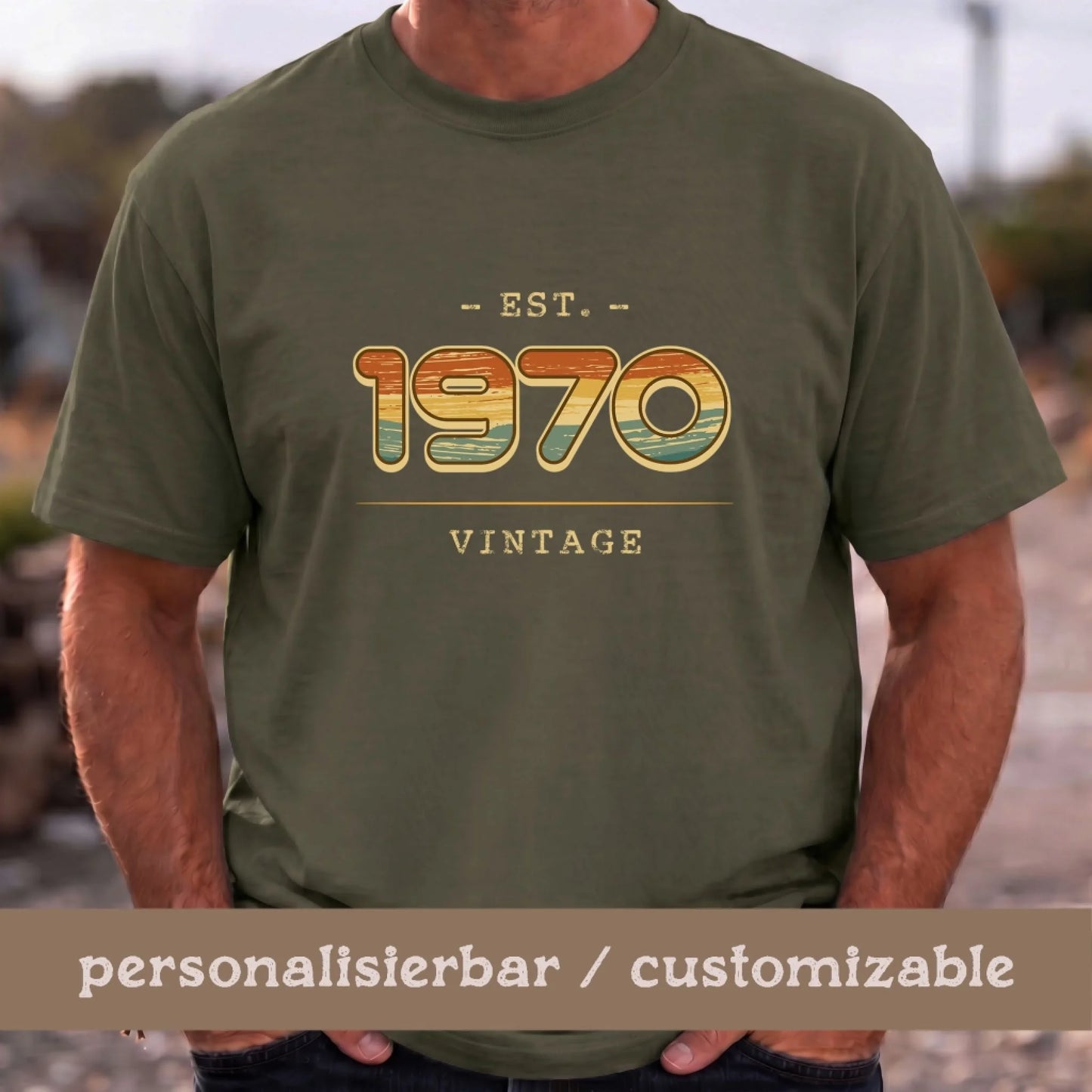 STTU169_MA_Khaki_Personalisierbar_Est1970_Vintage