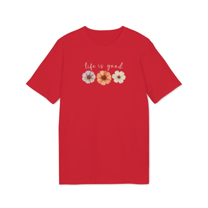 "Life is Good" Blumen T-Shirt aus Bio-Baumwolle