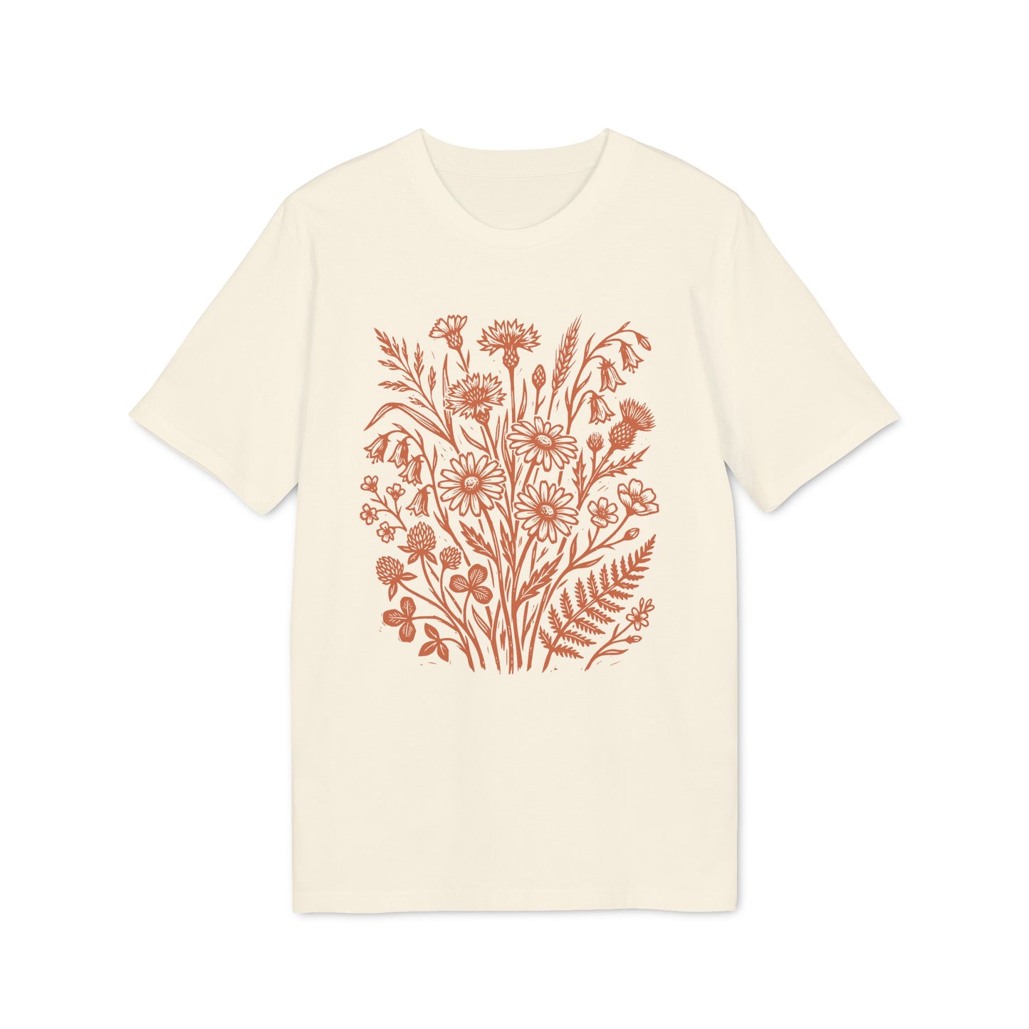 Terracotta Wildblumen T-Shirt Damen Bio Baumwolle