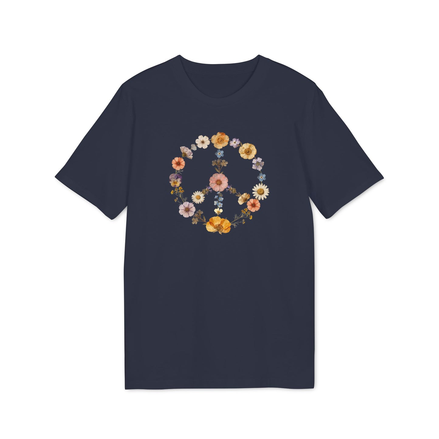 Friedenszeichen Blumen Shirt Damen Bio-Baumwolle