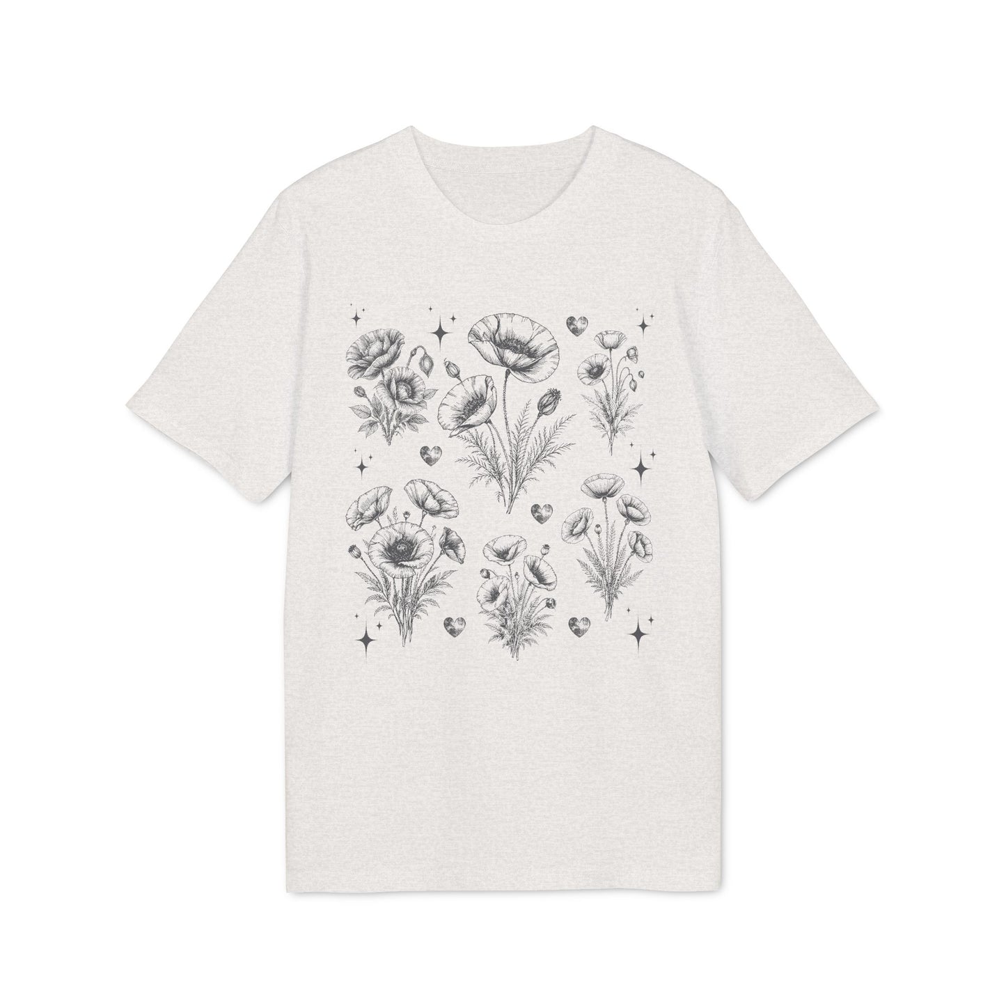 Nachhaltiges Mohnblumen Line Art T-Shirt