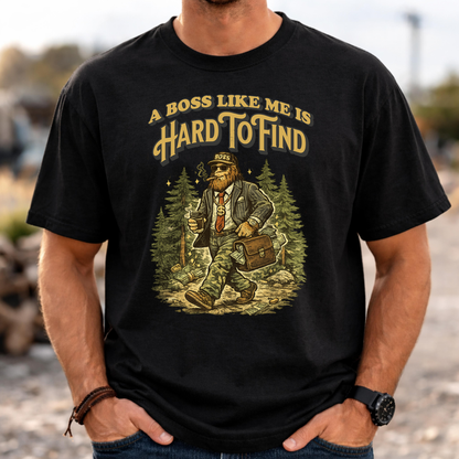 „A Boss Like Me Is Hard To Find“ Lustiges Sasquatch Bigfoot T-Shirt für Chef, Retro Vintage Geschenkidee für Chefs, Naturliebhaber - Organic Heavy T-Shirt