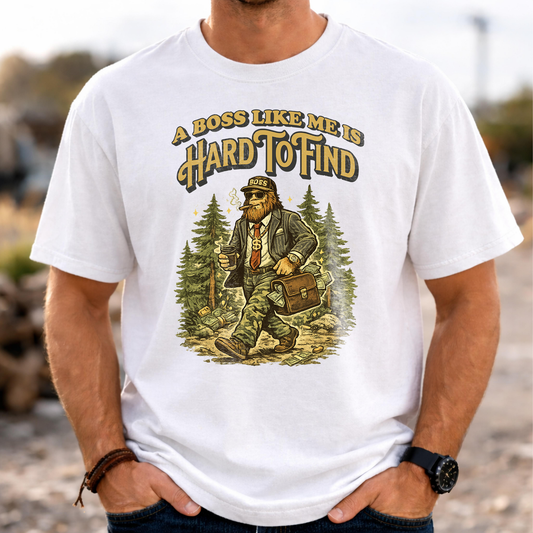 „A Boss Like Me Is Hard To Find“ Lustiges Sasquatch Bigfoot T-Shirt für Chef, Retro Vintage Geschenkidee für Chefs, Naturliebhaber - Organic Heavy T-Shirt