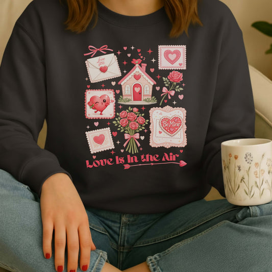 Love is in the Air" Sweatshirt – Gift for Girlfriend, Valentine's Day Present