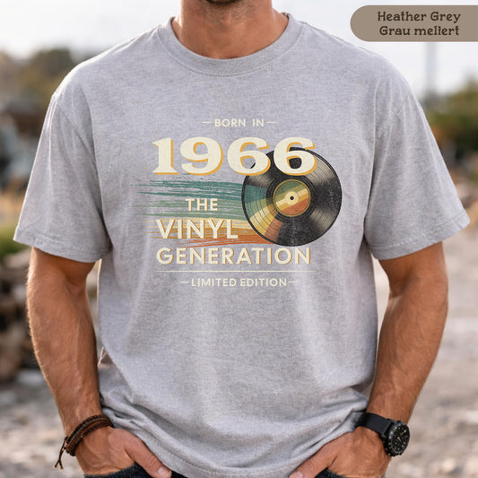 1966 - Vinyl Generation, Retro T-Shirt Herren 60. Geburtstag