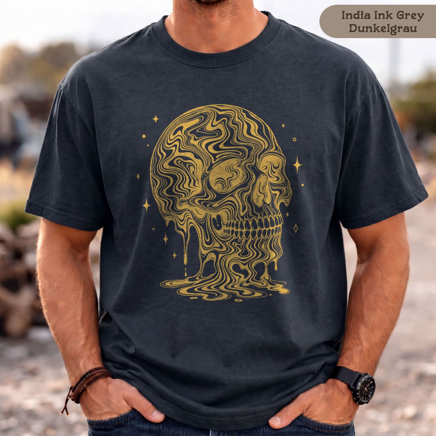 Psychedelischer Totenkopf - T-Shirt für Herren