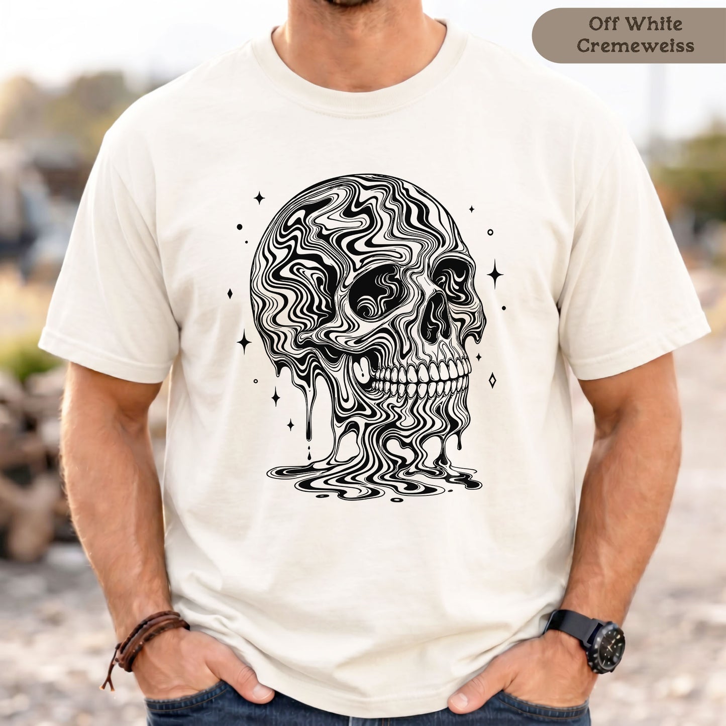 Psychedelischer Totenkopf - T-Shirt für Herren