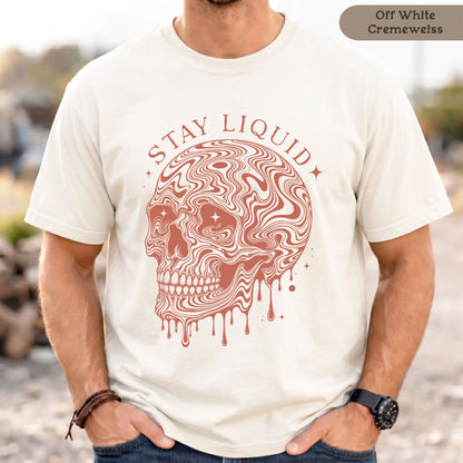 Stay liquid - T-Shirt für Männer mit psychedelischem Totenkopf