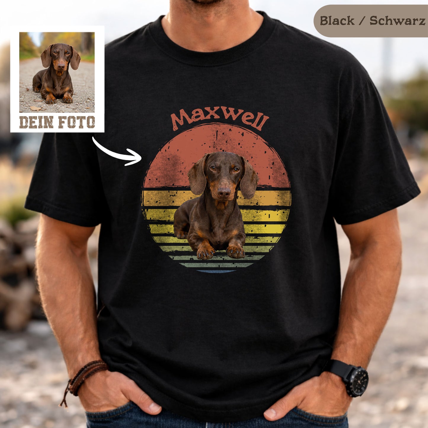 Personalisiertes T-Shirt mit deinem Lieblingstier im Retro-Design