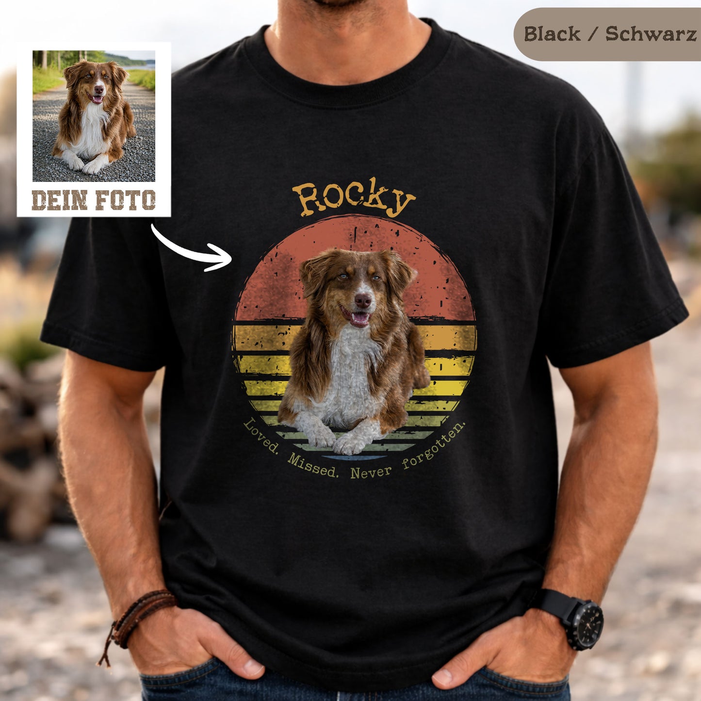 Personalisiertes T-Shirt mit deinem Lieblingstier im Retro-Design