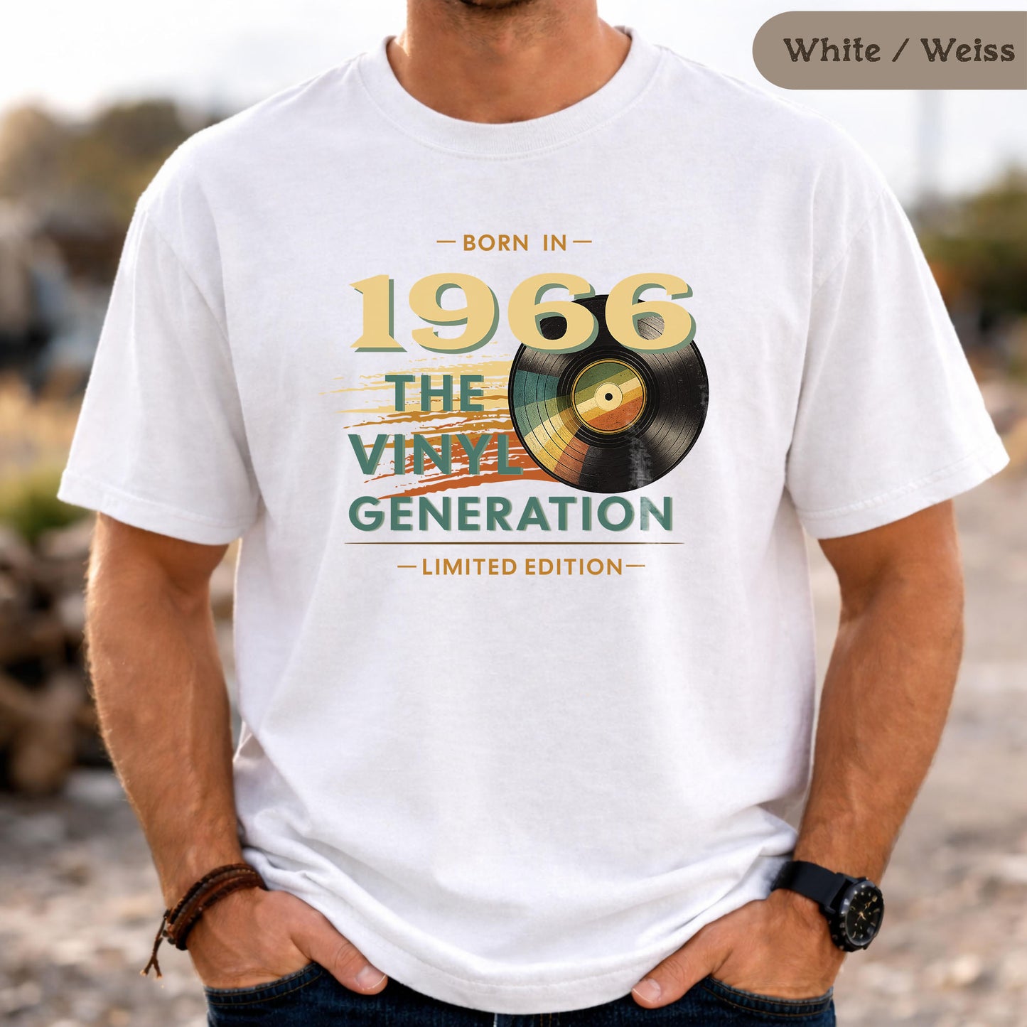 1966 - Vinyl Generation, Retro T-Shirt Herren 60. Geburtstag