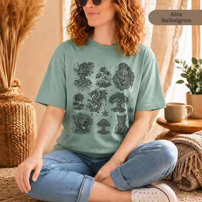 Psychedelische Motive auf 100% Bio-Shirt