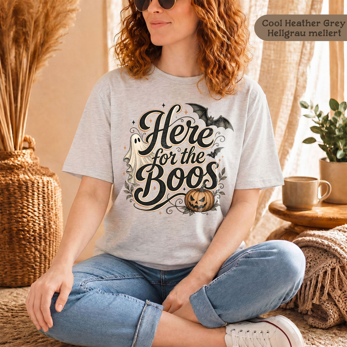 Halloween-T-Shirt "Here For The Boos"