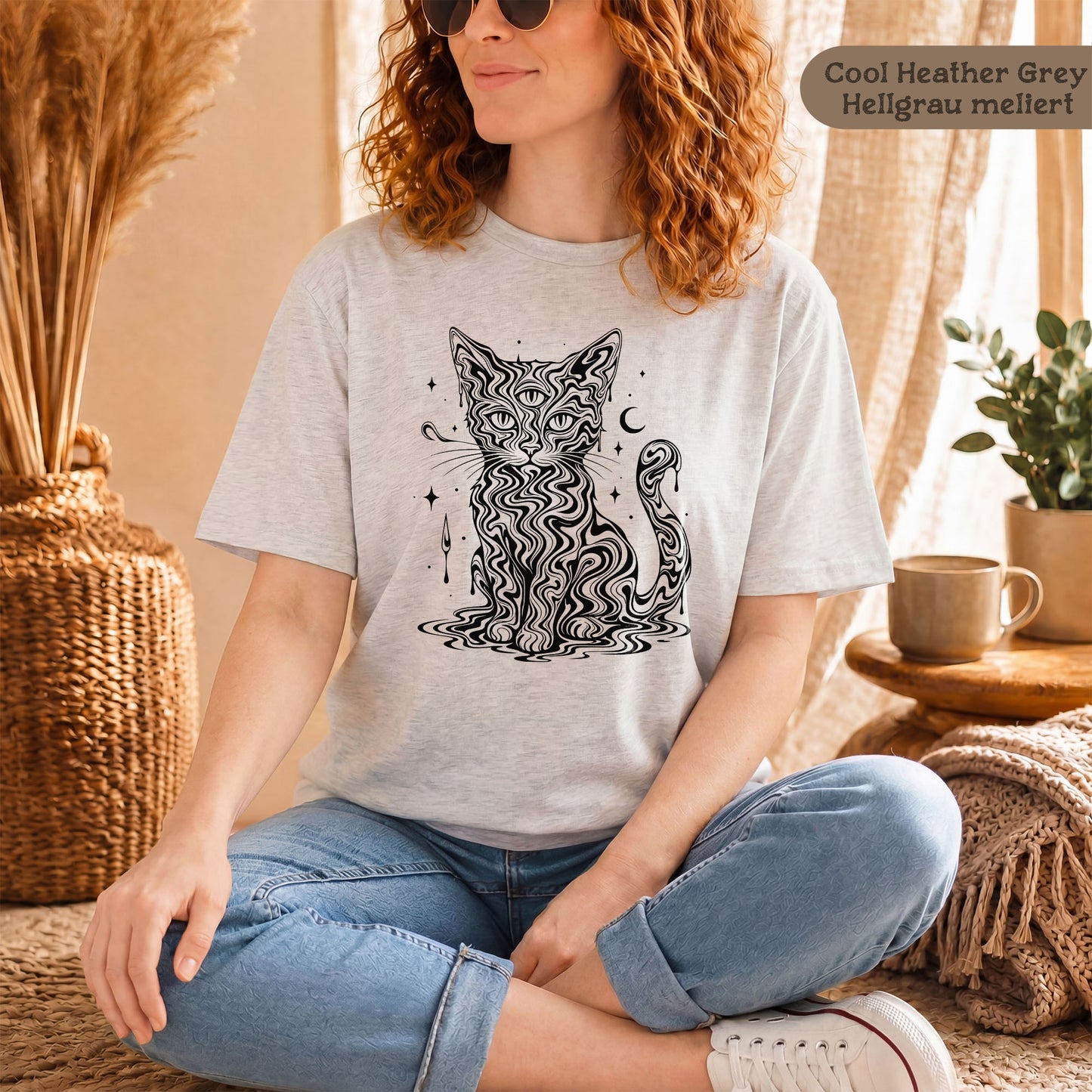 Mystische Katze - T-Shirt aus 100% Baumwolle