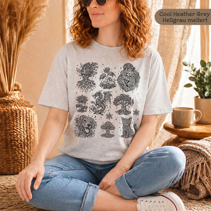 Psychedelische Motive auf 100% Bio-Shirt